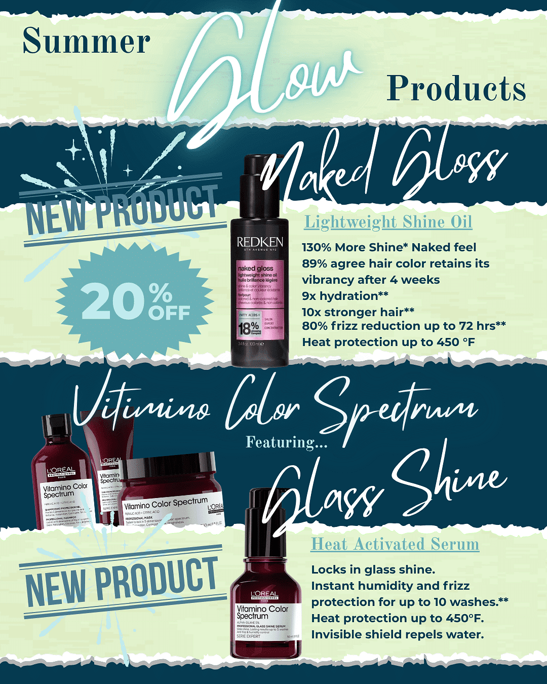 Summer beauty products: Lightweight Shine Oil and Vitamino Color Spectrum Glass Shine Serum.